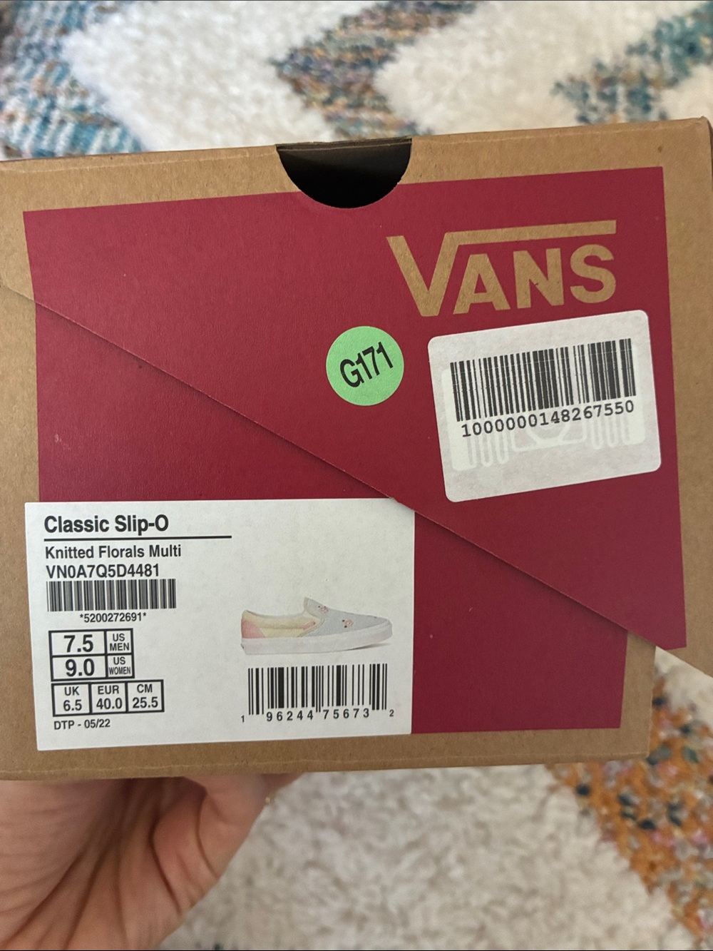 Vans NWT Light Blue Slip-On Sneakers with Pink Floral Accents - Picture 6 of 6